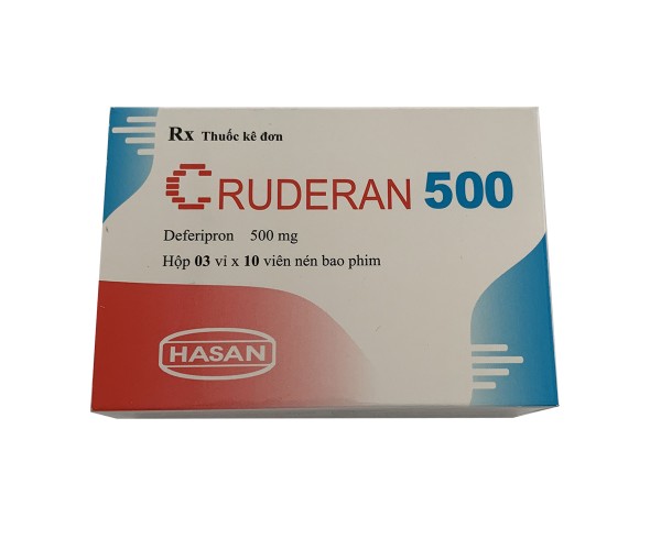 Thuốc điều trị thừa sắt do Thalassemia Cruderan 500mg (3 vỉ x 10 viên/hộp)